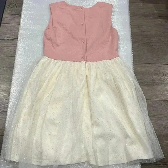 [8]Nannette Kids Girls Sleeveless Pinky/White Party Dress  with Heart Pattern - Picture 3 of 4